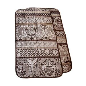 2 Madison Park King 20x36 Quilted Jacquard Brown Floral Pillow Shams